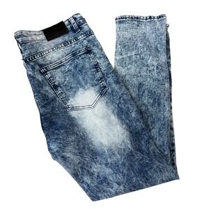 Rock Salt Men's Jeans Distressed Acid Wash Slim Fit Size 38x33